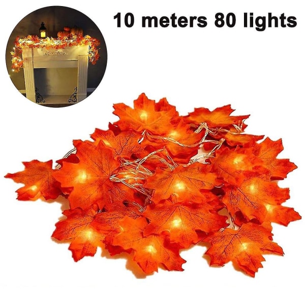 String Lights Maple Leaf Light Twinkle Hengende belysningsdekorasjoner 10m