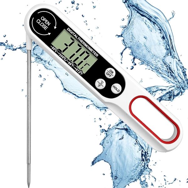 Vikbar kötttermometer Digital kökstermometer för BBQ Cooking-White