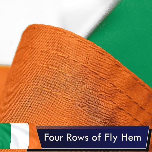 Irland (irländsk) flagga | 3x5 fot | Printed livfulla färger, mässingshylsor, kvalitetspolyester, Irland