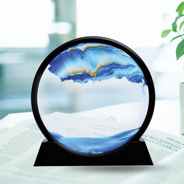 Rörlig Sandsandsbild Timglas Djuphavslandskap Glas Quicksand 3d-målning Black