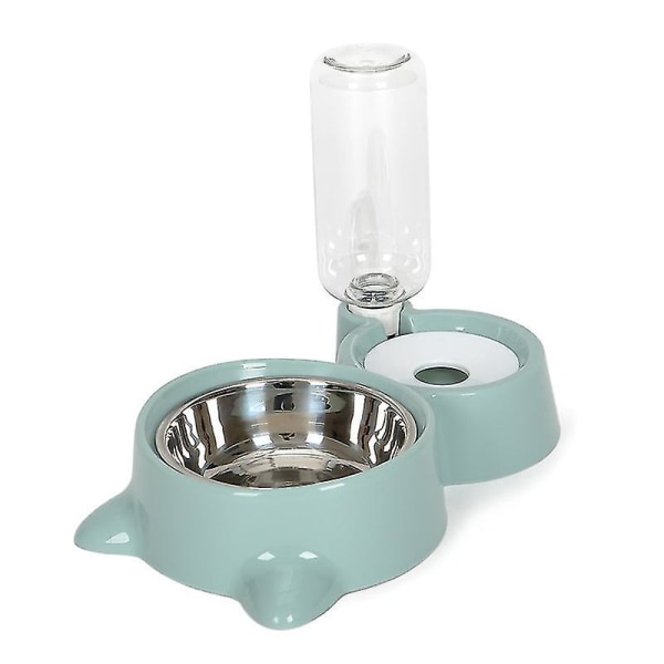 2 In 1 Pet Food And Water Dispenser Automatic Drinker Anti-overturn Pet Feeding Bowl For Cat Dog Blue