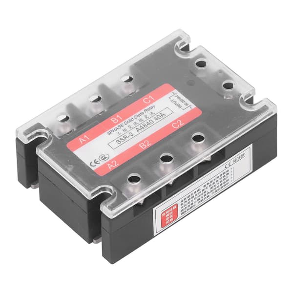 3-faset solid state relæ 40A LED-indikator Gennemsigtigt dæksel AC til AC SSR 90-250V Input 24-480V Output