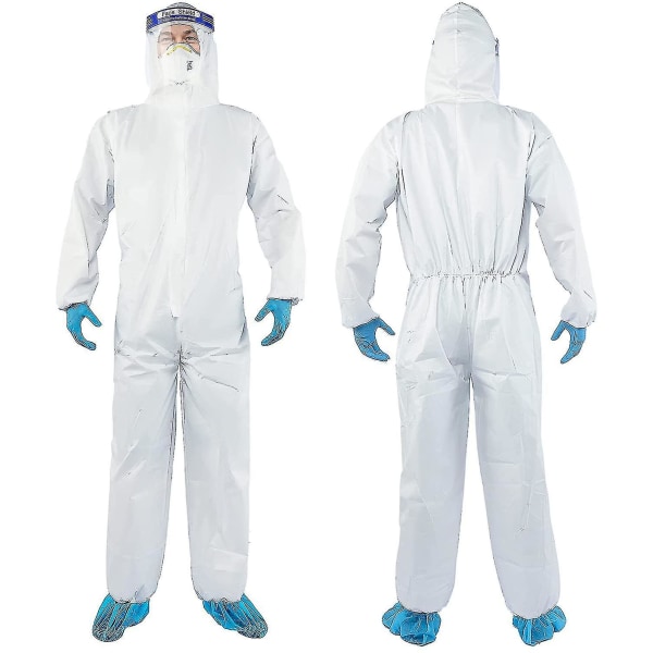 Disposable Protective Coverall Hazmat Suit, Heavy Duty Painters Coveralls Hazardous Material Suits White-SF material XXL