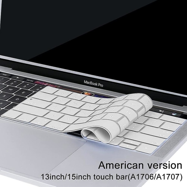 Erittäin ohut näppäimistösuoja, joka on yhteensopiva Macbook Pro kanssa kosketuspalkilla 13/15 tuumaa (a1706 / A1707) Skin -us Layout