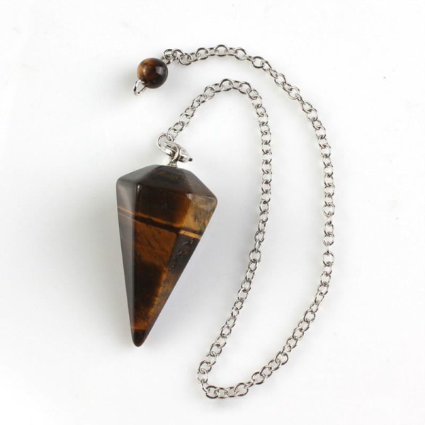 Flower of Life Dowsing Pendel för Divination Cone Natural Cry Tiger eye Bead chain