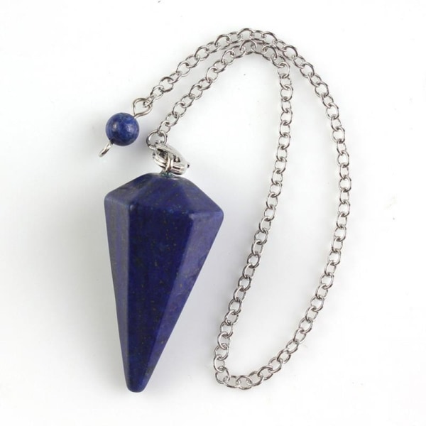 Flower of Life Dowsing Pendel för Divination Cone Natural Cry Lapis lazuli Bead chain