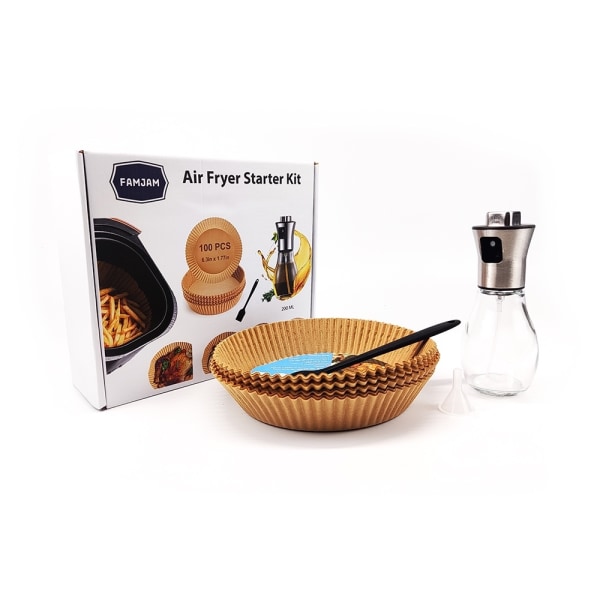 Famjam Airfryer Set 100 leivinpaperia - 200 ml öljysuihke ja s