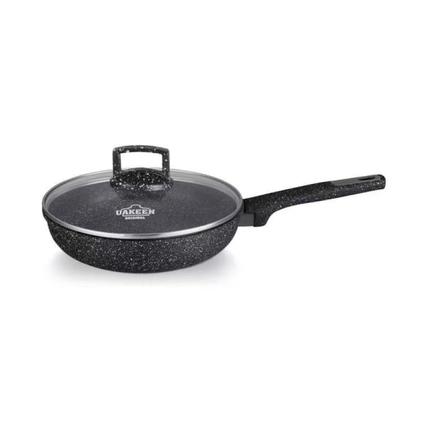 Vakeen Stegepande med glaslåg - Non-stick marmorbelægning - ind Black 32cm