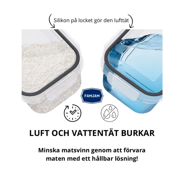 Mat Förvaring Set 14 Lufttäta Burkar med Lock – Etiketter, Marke