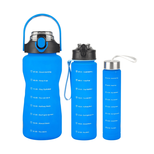 Famjam Vattenflaskor Motivational Set 3 Flaskor med påminnelse t Blue