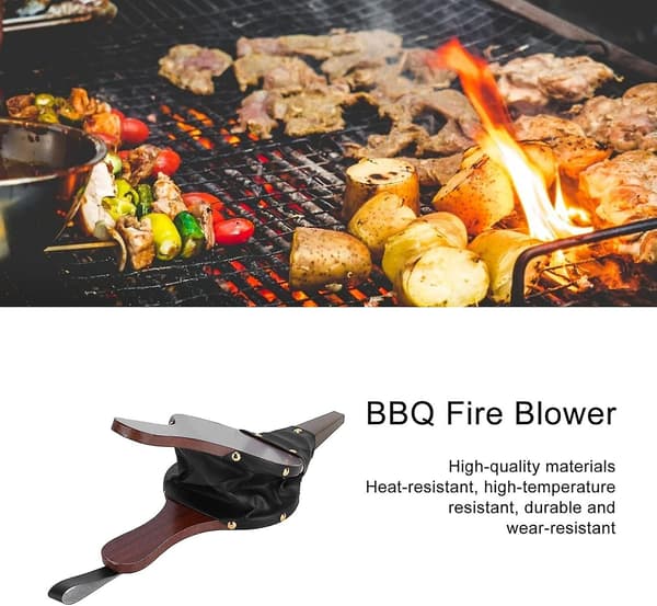 BBQ Eldblåsare Manuell 30,5 cm Träbälg Luftpump Kompatibel med Utomhusmatlagning, Eldstad, Camping och Grilltillbehör