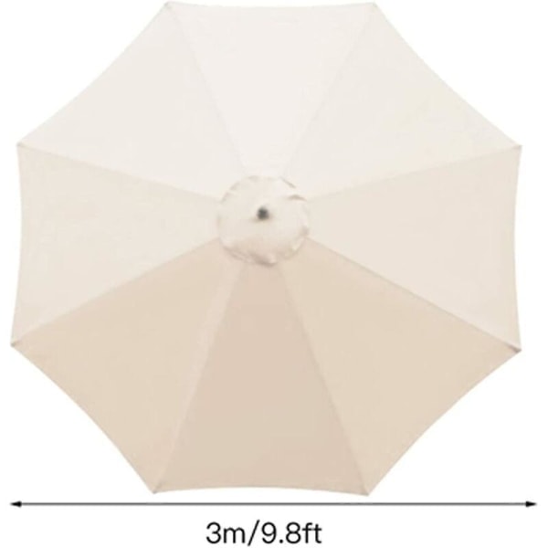 Parasoll-erstatningstrekk, 8 ribber, 3m, Vanntett, Anti-UV, Erstatningsduk, Beige