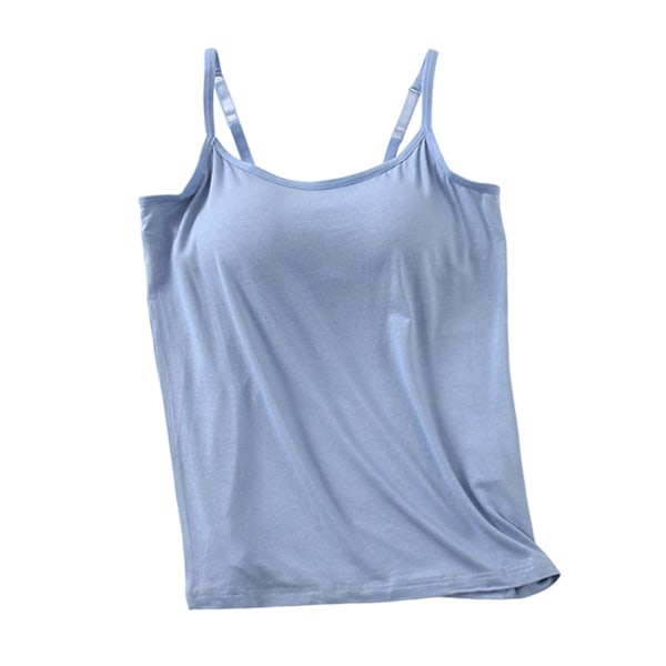 Dametop med indbygget BH, justerbare spaghettistropper, tanktop til kvinder, formel, daglig, fest, bal, Lyseblå Light Blue