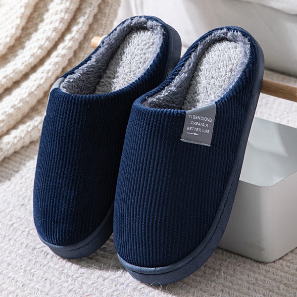 Hjemmesko for menn, Vintertoffler for menn, Komfortable Tøfler, Varme Fleecefôrede Sko, Innetoffler for menn, Vinter Navy 42-43 Navy