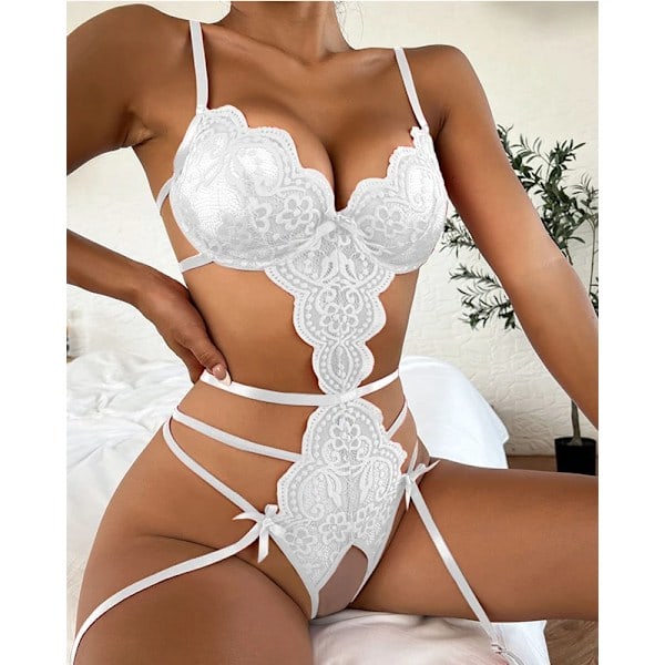 Fansy Gennemsigtigt Undertøj Sexet Dametøj Transparent BH Trusser Sæt Blonde Sort Undertøj Eksotisk Sexet Kostume Sex Shop Auburn