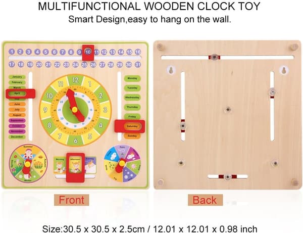 Learning Clock for Kids, Hengebrett, Daily Cognitive Calendar