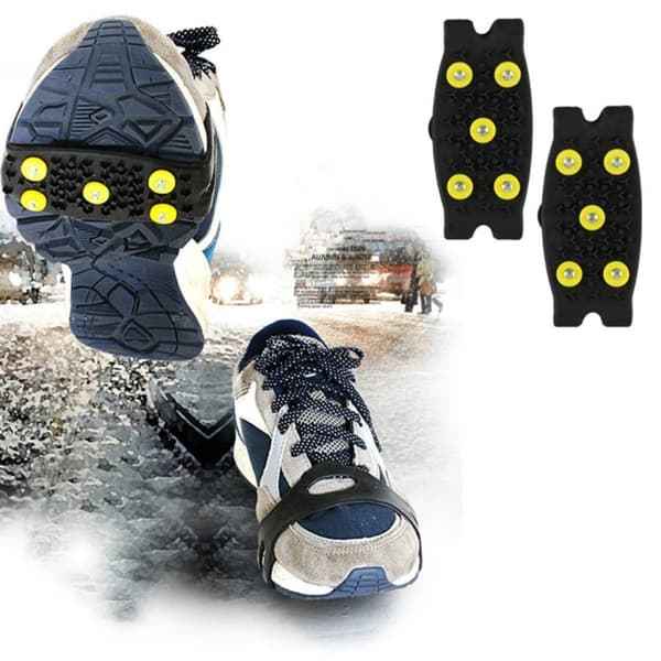 1 Pair Practical Durable Anti-Slip Ice Grips/Cleats Svart