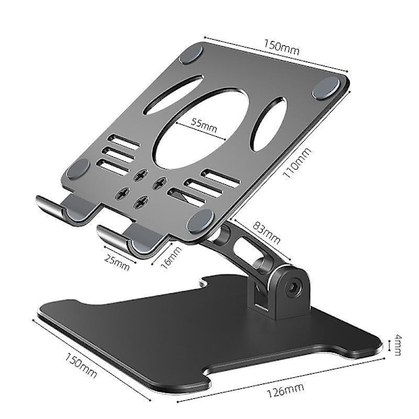 Tablet PC-stativ Mobiltelefonstativ Foldbart iPad-stativ Mobiltelefonstativ Sort
