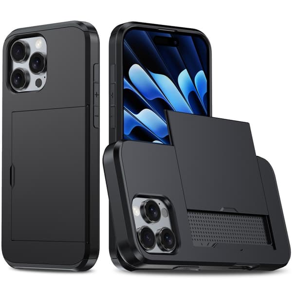 Skal Kortlomme Kompatibel med iPhone 16 Pro Sort