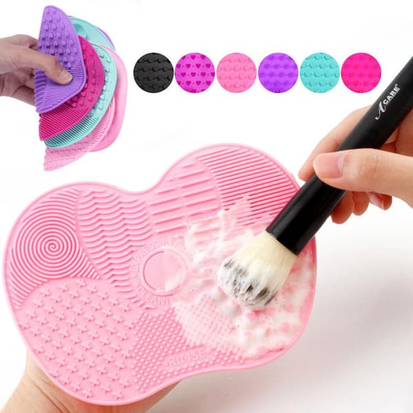 Rengøringsmåtter til makeupbørster i silikone, sort one size Black