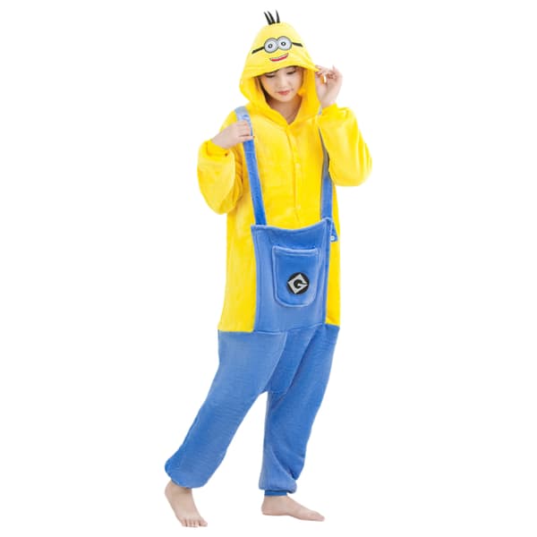 Minions Unisex Vuxen Onesie Kostym, Sovplagg, Pyjamas Jumpsuit M