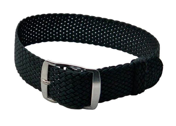 Flätat perlonarmband 16 mm Svart Black 16 mm