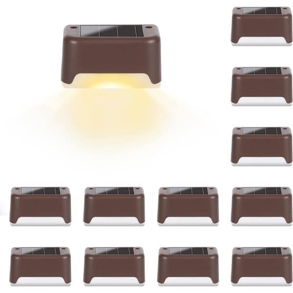 12-pakning Vanntett Solcellelampe for Dekk, Trapper, Gjerder, Gård, Uteplass