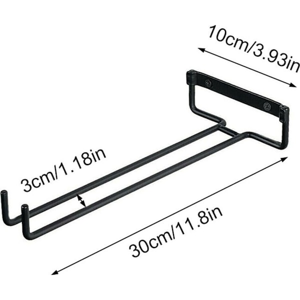 Set med 2 vinglashållare, metall, glashållare, glasräcken, inverterade glashållare för väggmontering