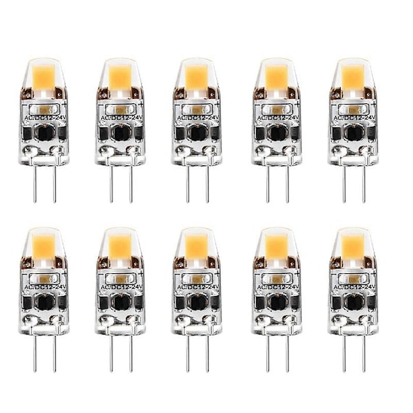 G4 LED-lampa 2W motsvarande 20W G4 Halogenlampa Ersättning, G4 Sockel AC/DC12V-24V, Kallvitt ljus 10 st Enligt bild