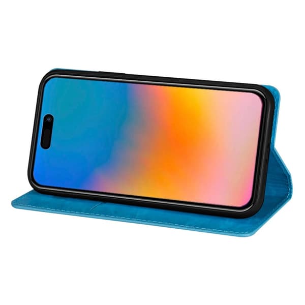 Kompatibel med iPhone 15 Flipdeksel, Glansfull Blå 76