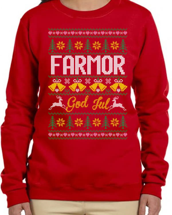 Farmor - Juletrøje stil rød sweatshirt S s