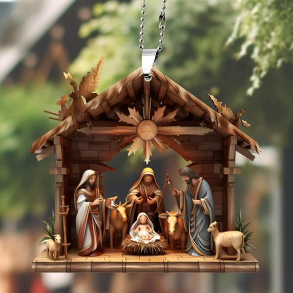 Julkrubbahänge, julgransdekoration | Julkrubba Julkrubba Ornament, 3D Akryl Julkrubba Julkrubba Ornament D