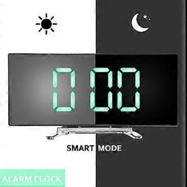 Digital Väckarklocka, 7 tums Böjd Dimbar LED-skärm Digital Klocka för Barns Sovrum, Grön Stor Sifferklocka, Smart Väckarklocka, Snooze-funktion, 12/