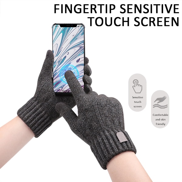 4 par dam vinter touch screen handskar varma fleecefodrade stickade handskar elastisk manschett vinter sms-handskar