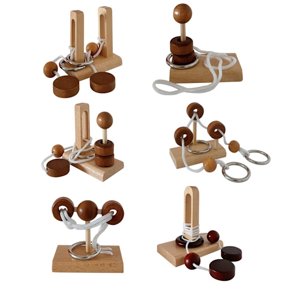 Wooden Puzzle for Adults & Teens – Problem-Solving Brain Teaser Puzzle 6pcs