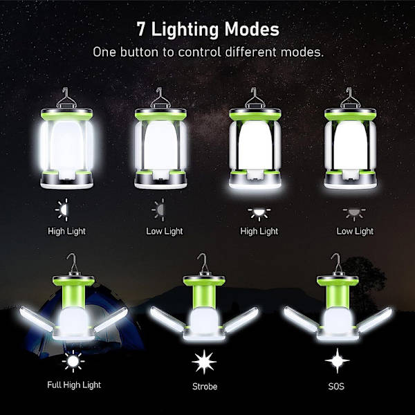 Genopladelig lygte, sammenklappelig campinglampe
