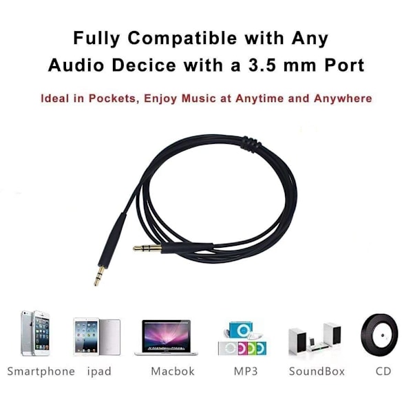 Udskiftnings lydkabel forlængerkabel 3,5 mm til 2,5 mm (1,5 m) til Bose QuietComfort QC45 QC35II QC35 QC25 NC 700 Soundlink Soundtrue hovedtelefoner blå