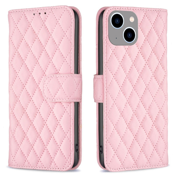 Compatible with iPhone 15 Phone Case, Diamond Pattern Leather, Pink. 77