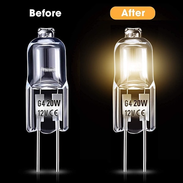 G4 halogenlampor 20W 12V - Varmvit - 12 st 20W 20W 20W