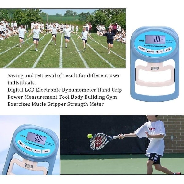 Handhållen 120 kg Digital Dynamometer Greppstyrkemätare Fångar Automatiskt Elektronisk Greppstyrka