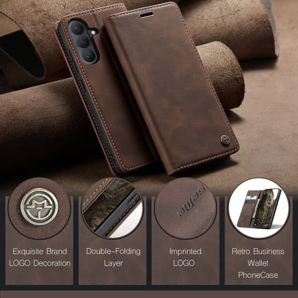 Samsung Galaxy S26 Plånboksfodral, Material i Konstläder, med Stativ - Kaffebrun