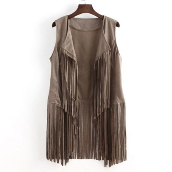 70-talls topper for kvinner denimskjorte disco frynsevest jakke - perfekt Off white