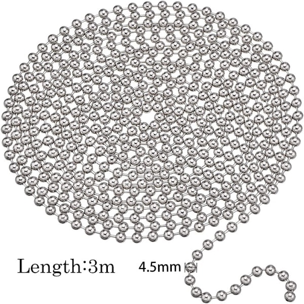 Kulekjede 3 meter lang med 4,5 mm diameter med 10 typer c Svart