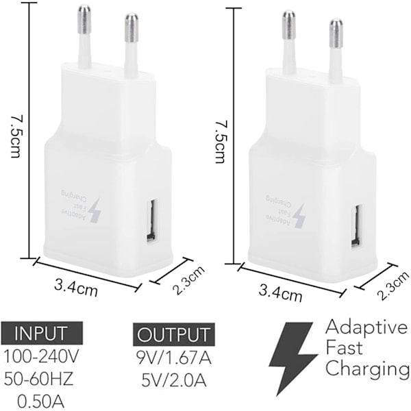 4-pack 5V-2A USB-strömadapter Universal snabbladdare för iPhone 12/11/X 8/7/6, Samsung Galaxy S22 S21 S20 S10 S5 S6 S7 S8 S9/Edge/Plus