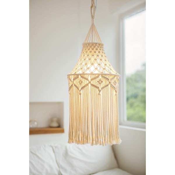 Boho Macramé Lampskärm Hängande Taklampa Modernt Kontor