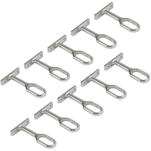 Centerstöd för oval garderobsstång, nickelpläterad, 10-pack