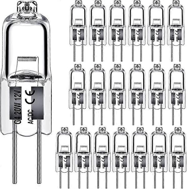 20 stk G4 Halogenpære 20w Dc12v Innendørs Halogen G4 Lampe Krystallampe