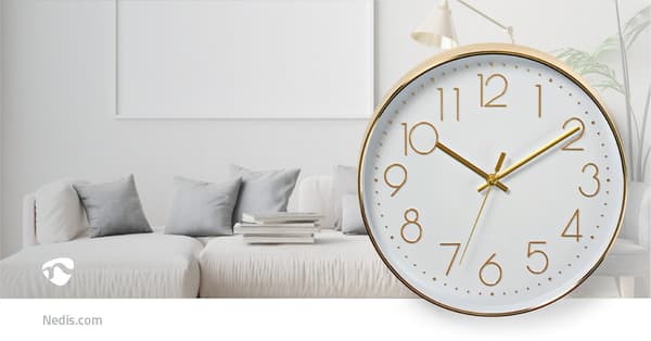 Glad-Nedis Väggklocka | Diameter: 300 mm | Plast | Guld / Vit,,768