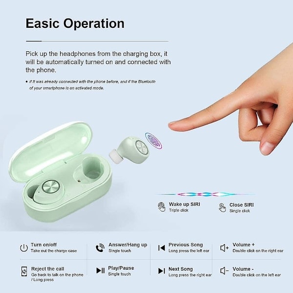True Wireless Earbuds V5.0 Bluetooth Hörlurar Vattentäta LED Sport In-ear Trådlösa Hörlurar