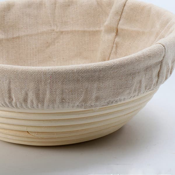 Bakduk, linneduk med degskrapa (för brödbakning), 25 cm jäskorg